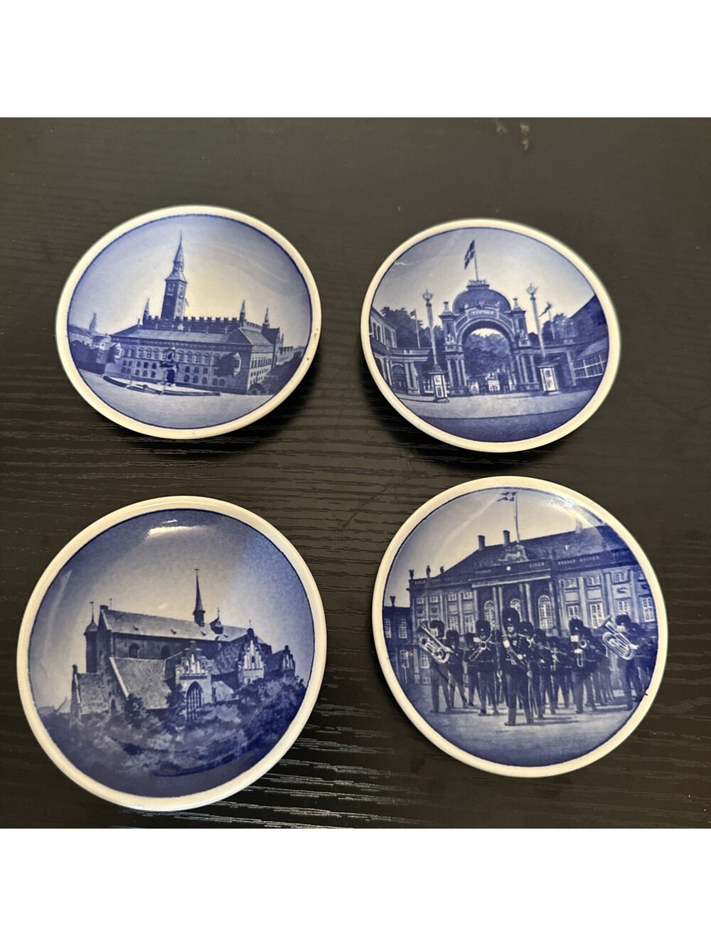 Tivoli Royal Copenhagen Denmark Miniature Collector Plate 3 1/4" Mini Set Of 4